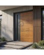Anthracite aluminum front door with golden oak wooden decor