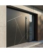 Aluminum Pivot door with right sidelight, glass panel (view from the outside) 