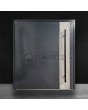 Aluminum front door pivot with white rock stone texture