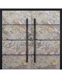 Aluminum double front door covered with white rock stone texture