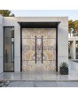 Aluminum double front door with sand rock stone