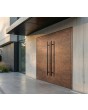 Double aluminum front door covered with rust sintered quartz