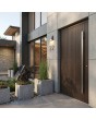 walnut aluminum front entry door with vertical milling