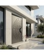 Anthracite aluminum pivot door with milled pattern