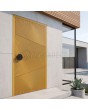 Yellow aluminum entrance door with milled pattern