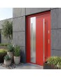red single steel front door with glass