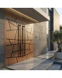 Golden oak solid double aluminium door with black stripes