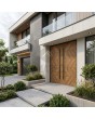 aluminum wood-like double entry door covered Creek Larch High Pressure Laminate