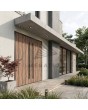 Aluminum double door covered Tambora High Pressure Laminate wood imitation