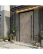 Aluminum entry door covered Fir Platinum HPL wood imitation