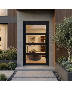 Black glass aluminum front door