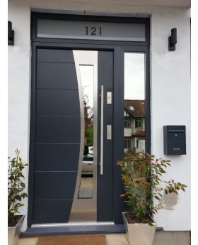 Fargo door with right and top sidelight (view from the outside) - aluminum entry door