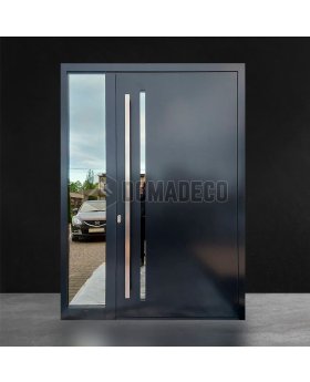 Anthracite aluminum beautiful modern design main door with glass panel