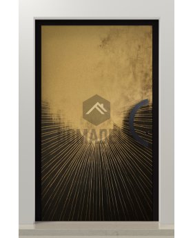 PIVOT M20 - aluminum pivot door with gold texture of milled metal