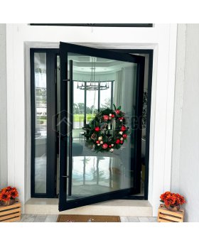 Aluminum and glass pivot entry door