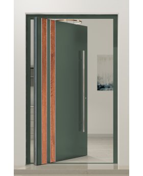 PIVOT V28 - aluminum front door with wooden decor