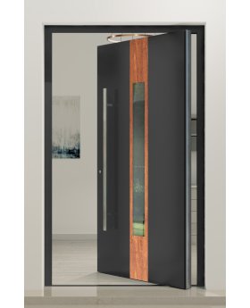 PIVOT V08 - aluminium front door with wooden decor