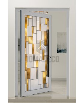 PIVOT SG2 - Custom Stained Glass external aluminum pivot door