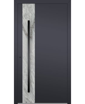 LIM V41 - aluminum front door covered with white rock stone texture