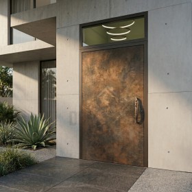 Aluminum front door with top glass panel