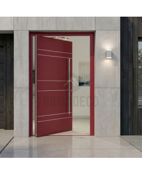 red high quality aluminium pivot front door