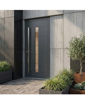Anthracite high performance modern aluminum entry door with glass