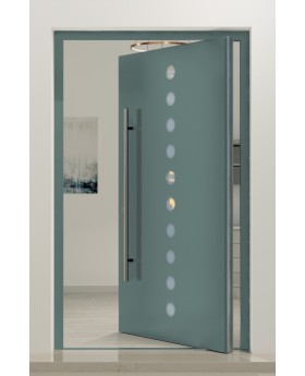 PIVOT Arlekin - aluminum large pivot door with ten small glass