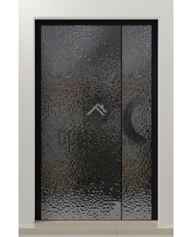 PIVOT B4 - aluminum pivot door covered with gray stainless steel sheet