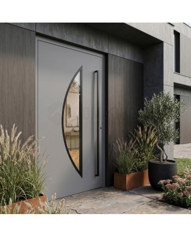 Grey matte finish aluminum door with glass