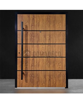 golden oak aluminium pivoting entrance door