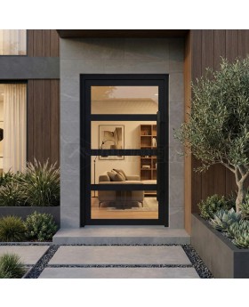 Black glass aluminum front door