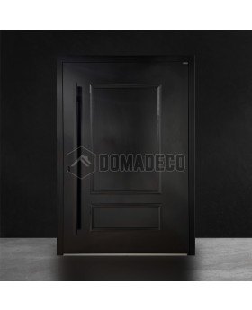 Black classically styled traditional aluminium pivot door