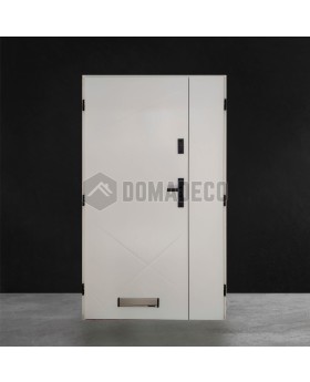 White metal front door with side panel