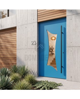 Blue aluminum modern style front door