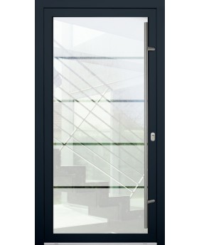 LIM Glass S4 - aluminum frosted front door with four transparent stripe