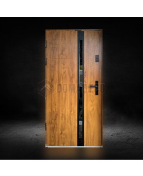 Golden oak front metal door with multi point lock