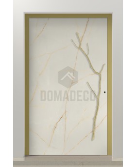 PIVOT Cristallo - aluminum pivot door covered with Cristallo sintered quartz
