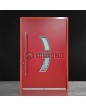 Red aluminium unique pivot front door