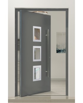 PIVOT Izobar - aluminum single pivot door with five windows