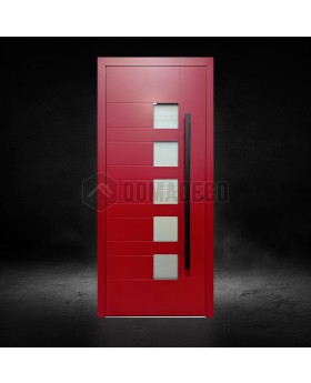 Red modern aluminum door for modern villas