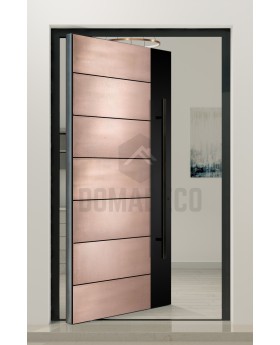 PIVOT M15 - aluminum pivot door with copper texture of milled metal