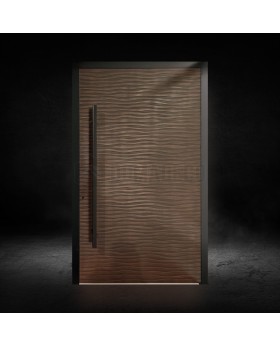 aluminum front entry hinged door with texture of milled metal
