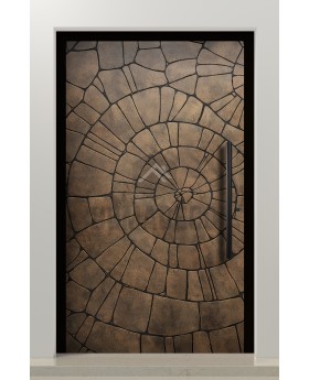 Aluminum hinged door with brown texture of milled metal