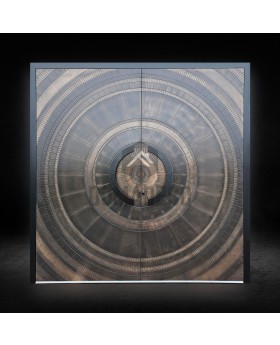 brown liquid metal double hinged aluminum door