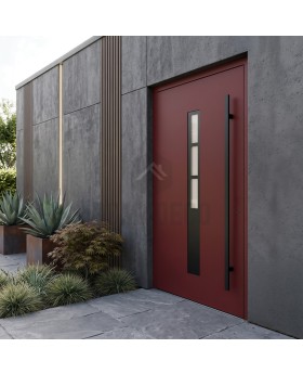 Claret violet aluminium entry door