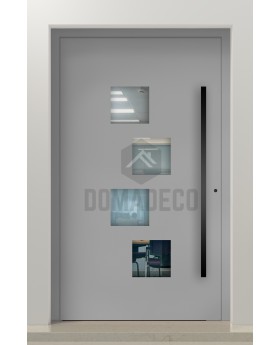 LIM 14E - modern aluminum door with four square windows