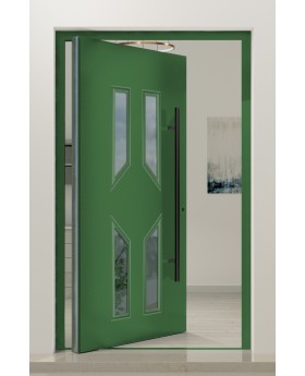 PIVOT CL11 - glazed traditional aluminum pivot door with decorative frame