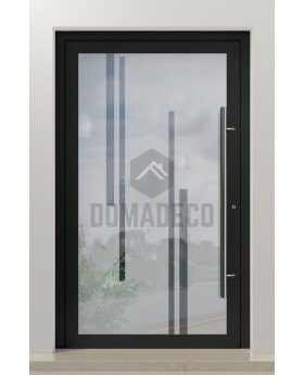 PIVOT Glass S10 - aluminum frosted pivot door with with transparent decor