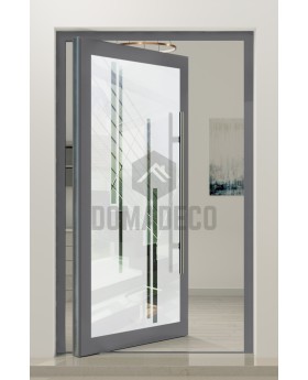 PIVOT Glass S10 - aluminum frosted pivot door with with transparent decor