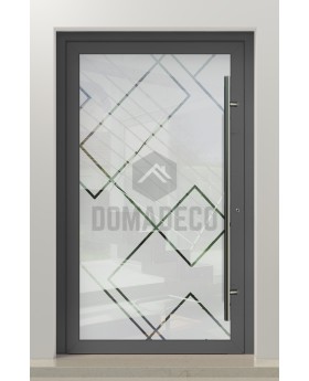 PIVOT Glass S15 - aluminum frosted pivot door with with transparent decor